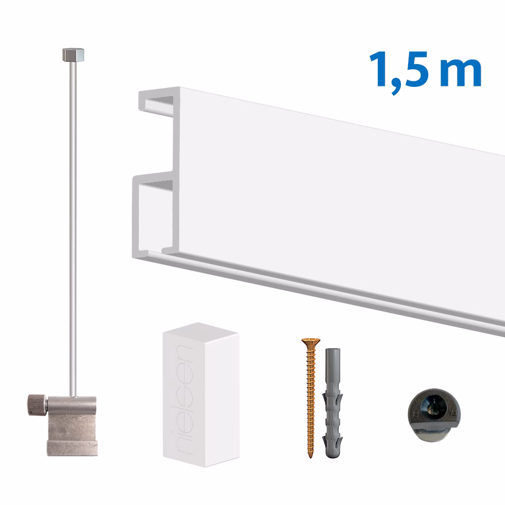 Nielsen-Bilderschiene-Profi-Set-weiss Nielsen Bilderschiene Profi Komplett-Set in Weiß grundiert