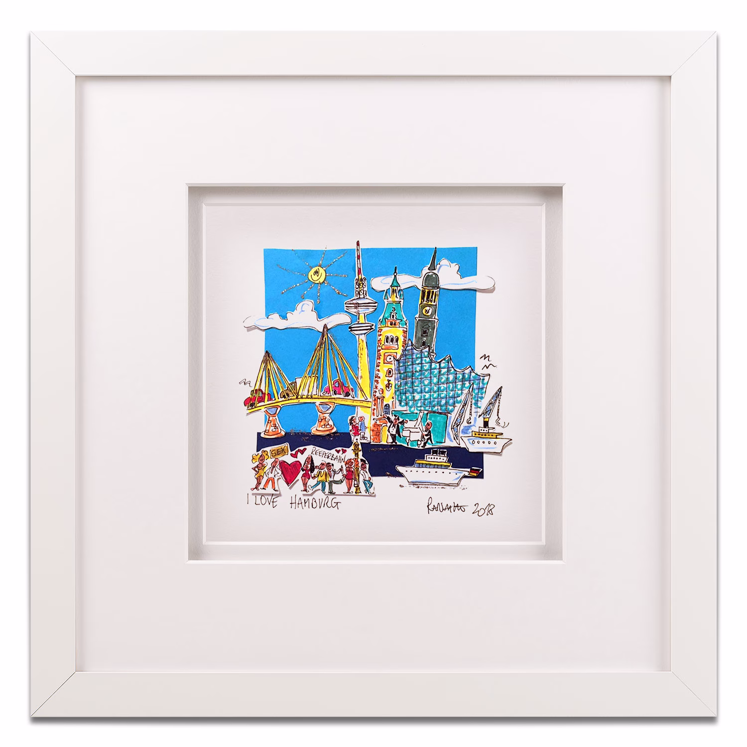 3D Kunst Bilderrahmen mit Motiv I Love Hamburg Paolo Randazzo Weiss 3D Kunst Bilderrahmen mit Motiv I Love Hamburg Paolo Randazzo Weiss