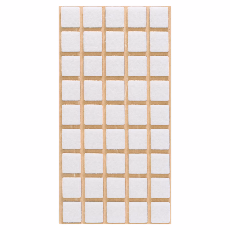 Filzpuffer-Bilderrahmen-selbstklebend-Weiss-Quadrat-15x15mm Weiße Filzpuffer für Bilderrahmen, selbstklebend, quadratisch, 15 x 15 mm