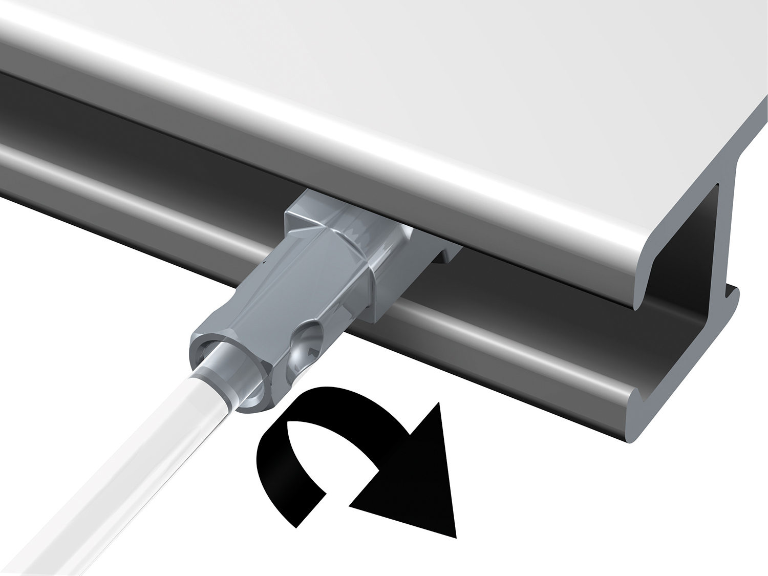 Bilderseil Twister 2 mm Perlon in Bilderschiene eindrehen