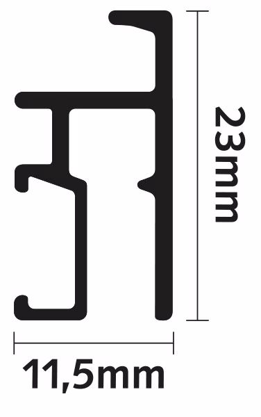 Galerieschiene Newly R20 ALLROUND Massangabe Profil