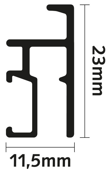 Galerieschiene Newly R20 ALLROUND Massangabe Profil