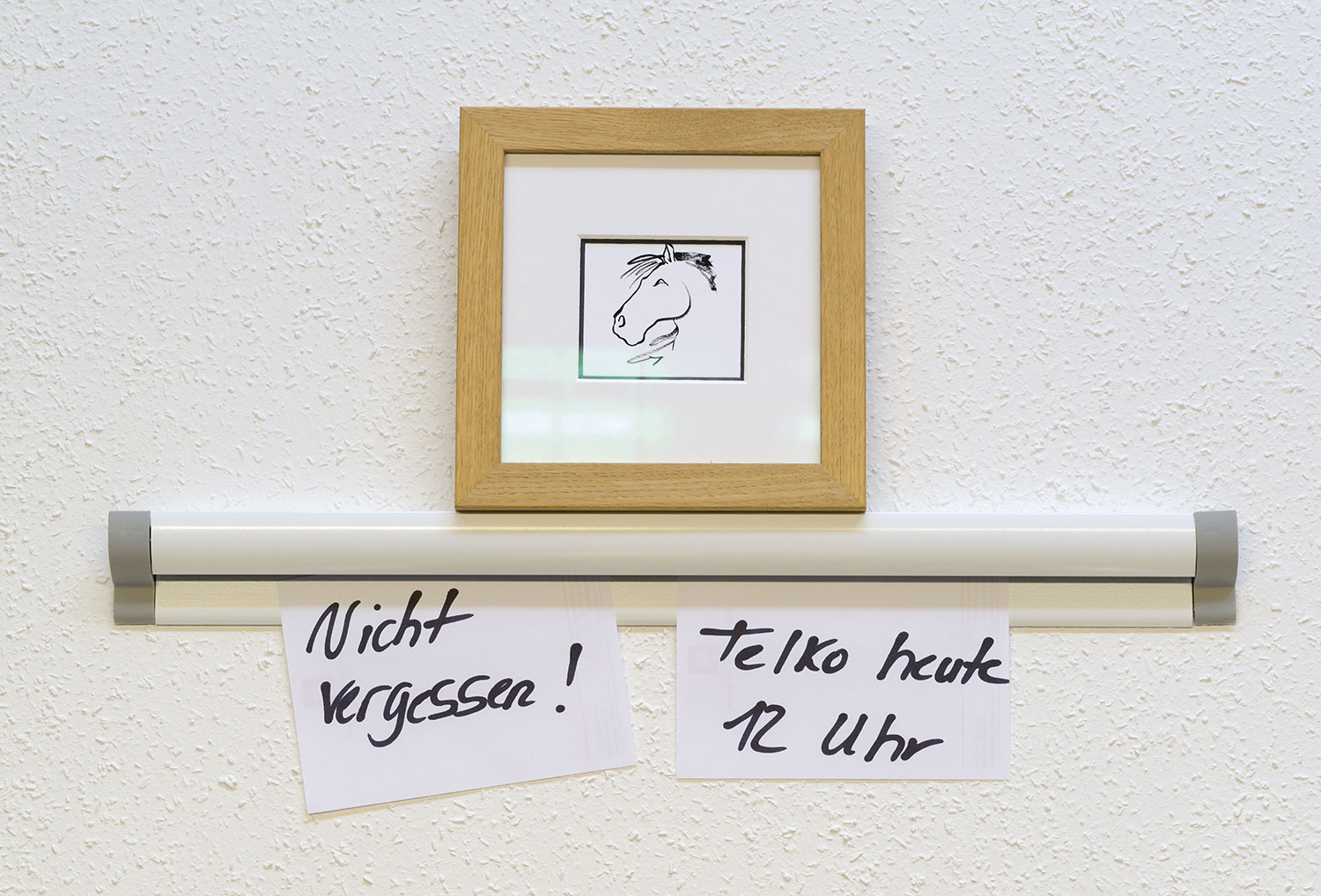 Kugelklemmschiene weiss Kugel Klemmschiene in weiß mit Bilderrahmen