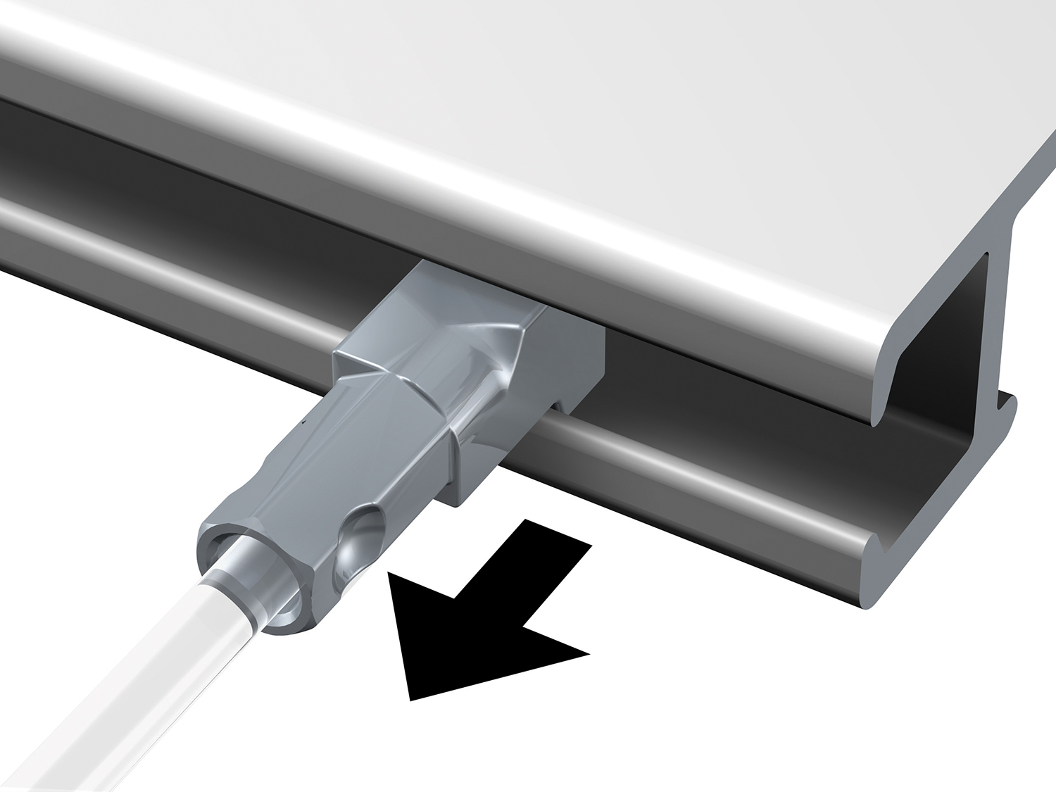 Bilderseil Twister 2 mm Perlon arretieren in Bilderschiene