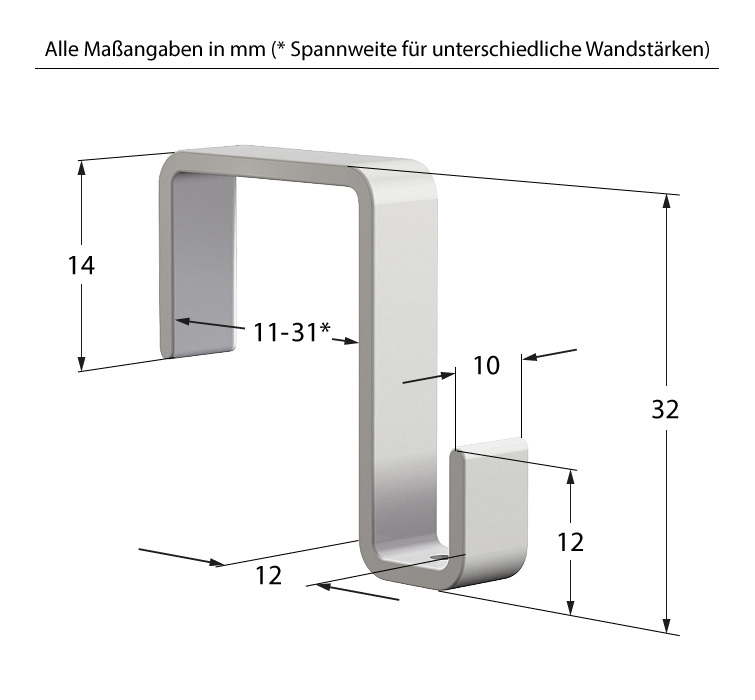 Stellwandhaken Set Maße