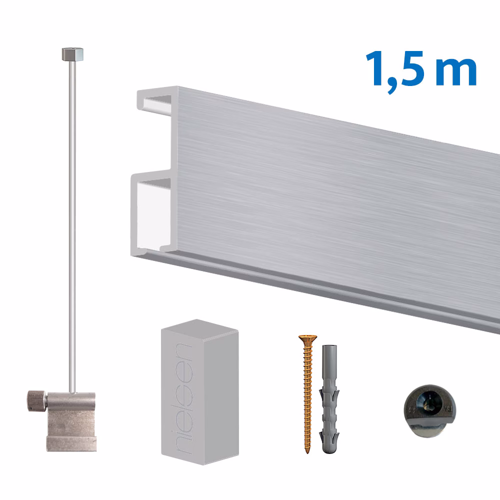 Nielsen-Bilderschiene-Profi-Set-silber Nielsen Bilderschiene Profi Komplett-Set in Silber matt