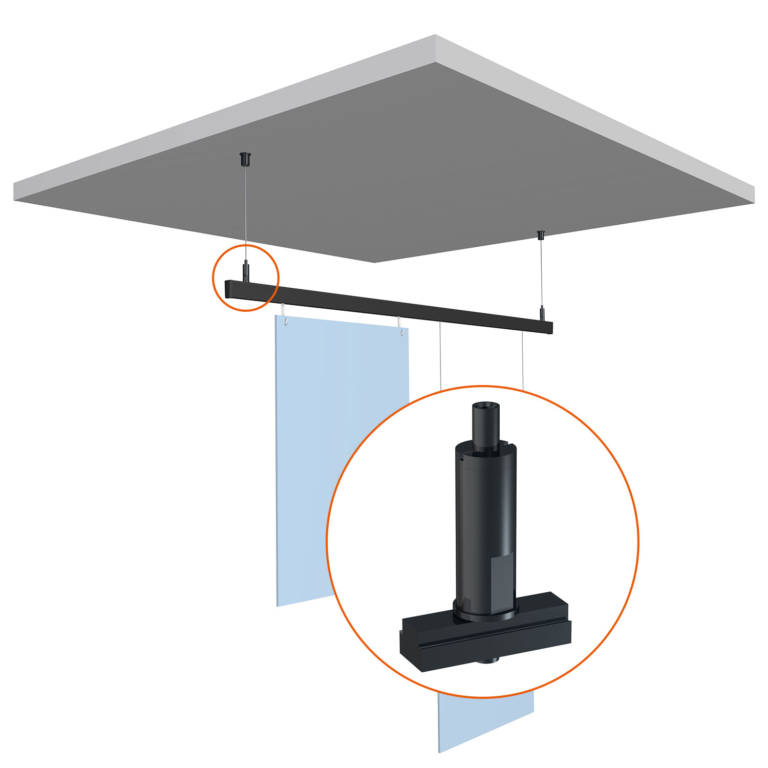 Deckenabhänger für Xpo Rail Deckenschiene, Verwendung