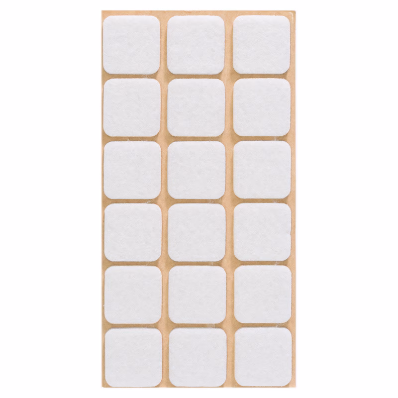 Filzpuffer-Bilderrahmen-selbstklebend-Weiss-Quadrat-25x25mm